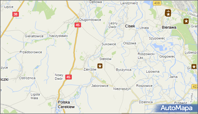 mapa Steblów gmina Cisek, Steblów gmina Cisek na mapie Targeo