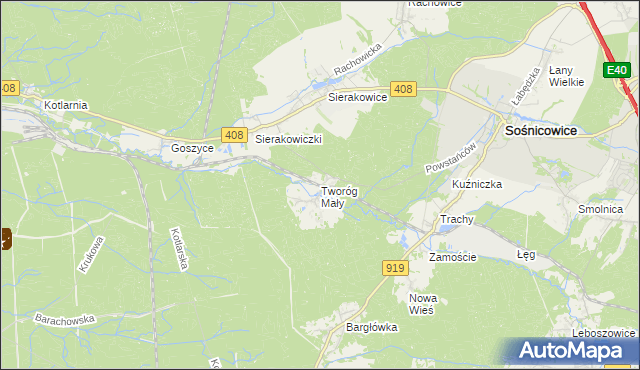 mapa Tworóg Mały, Tworóg Mały na mapie Targeo