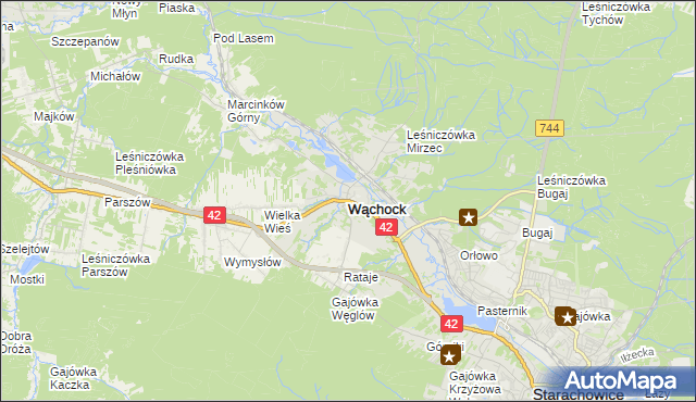 mapa Wąchock, Wąchock na mapie Targeo