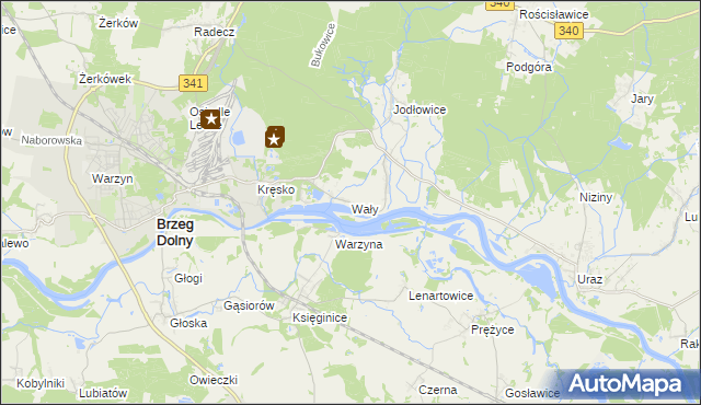 mapa Wały gmina Brzeg Dolny, Wały gmina Brzeg Dolny na mapie Targeo