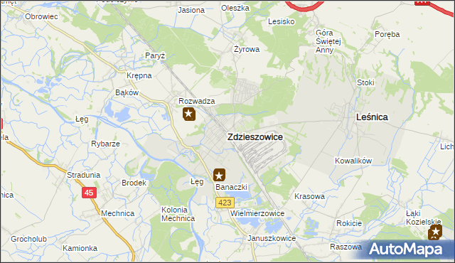 mapa Zdzieszowice, Zdzieszowice na mapie Targeo