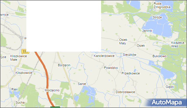mapa Kanclerzowice, Kanclerzowice na mapie Targeo