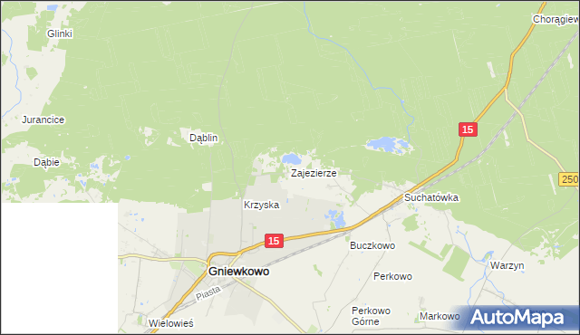mapa Zajezierze gmina Gniewkowo, Zajezierze gmina Gniewkowo na mapie Targeo