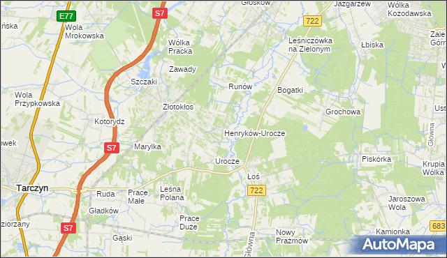 mapa Henryków-Urocze, Henryków-Urocze na mapie Targeo