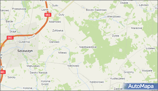 mapa Niedźwiedzkie gmina Szczuczyn, Niedźwiedzkie gmina Szczuczyn na mapie Targeo