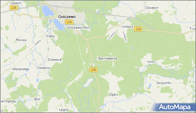 mapa Barnisławice, Barnisławice na mapie Targeo