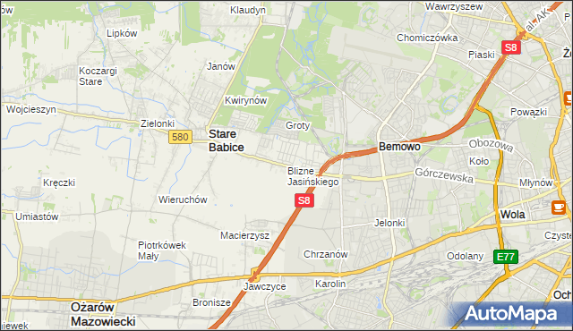 mapa Blizne Jasińskiego, Blizne Jasińskiego na mapie Targeo