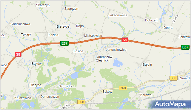 mapa Dobroszów Oleśnicki, Dobroszów Oleśnicki na mapie Targeo