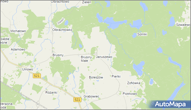 mapa Januszewo gmina Susz, Januszewo gmina Susz na mapie Targeo