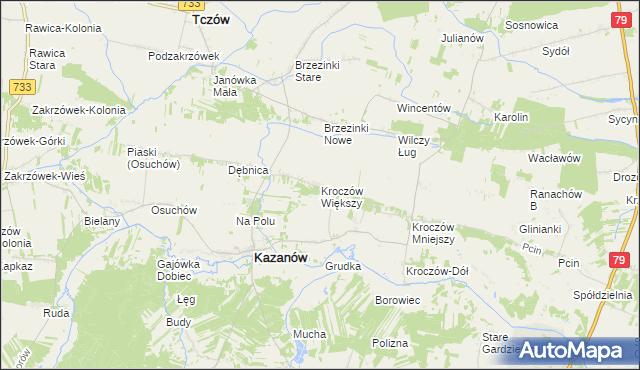 mapa Kroczów Większy, Kroczów Większy na mapie Targeo