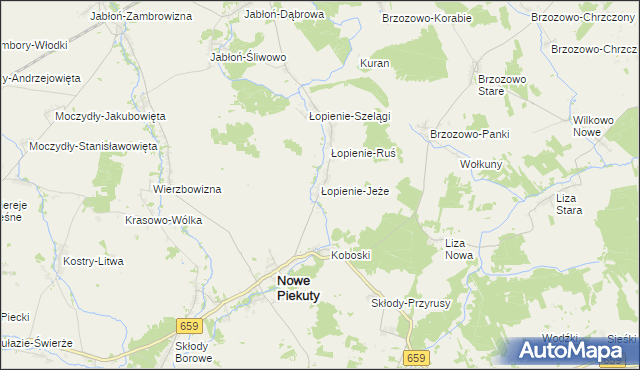 mapa Łopienie-Jeże, Łopienie-Jeże na mapie Targeo