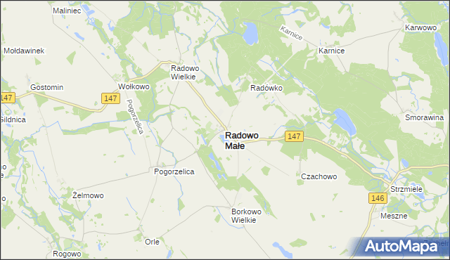 mapa Radowo Małe, Radowo Małe na mapie Targeo