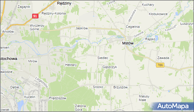 mapa Siedlec gmina Mstów, Siedlec gmina Mstów na mapie Targeo