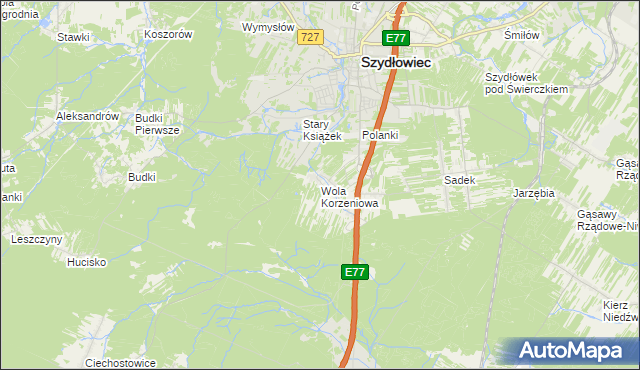 mapa Wola Korzeniowa, Wola Korzeniowa na mapie Targeo