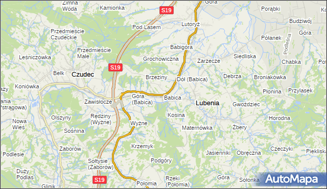 mapa Babica gmina Czudec, Babica gmina Czudec na mapie Targeo