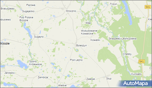 mapa Boleszyn gmina Grodziczno, Boleszyn gmina Grodziczno na mapie Targeo