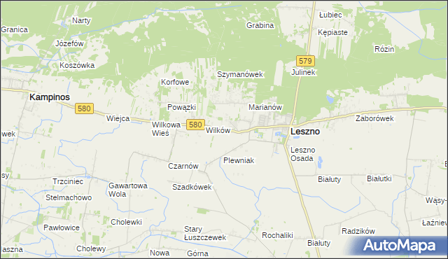mapa Grądy gmina Leszno, Grądy gmina Leszno na mapie Targeo