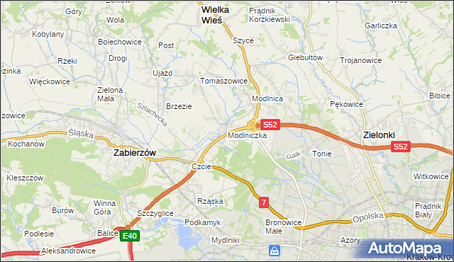 mapa Modlniczka, Modlniczka na mapie Targeo