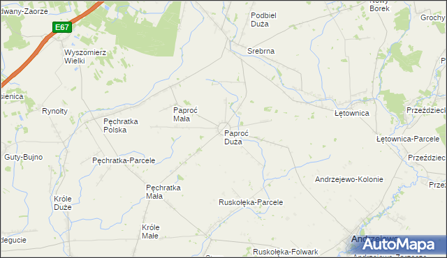 mapa Paproć Duża, Paproć Duża na mapie Targeo