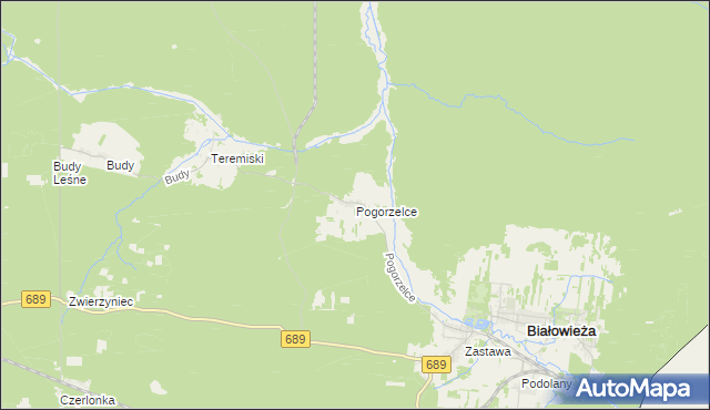 mapa Pogorzelce, Pogorzelce na mapie Targeo