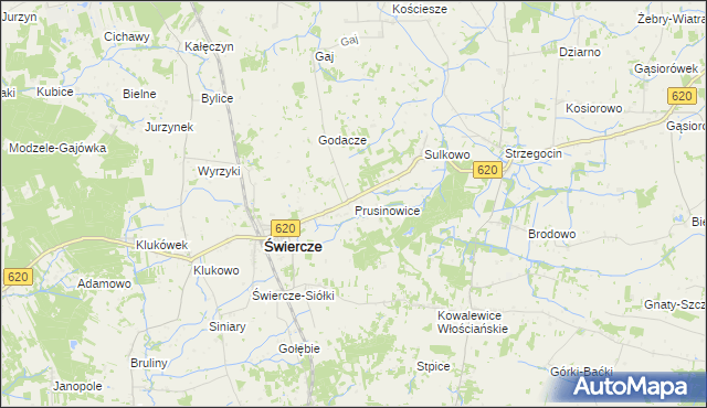 mapa Prusinowice gmina Świercze, Prusinowice gmina Świercze na mapie Targeo