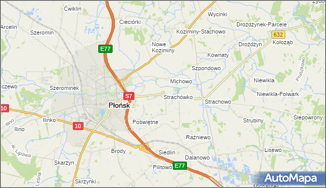 mapa Strachówko, Strachówko na mapie Targeo
