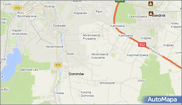 mapa Abramowice Kościelne, Abramowice Kościelne na mapie Targeo