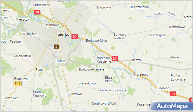 mapa Borkowo Kościelne, Borkowo Kościelne na mapie Targeo