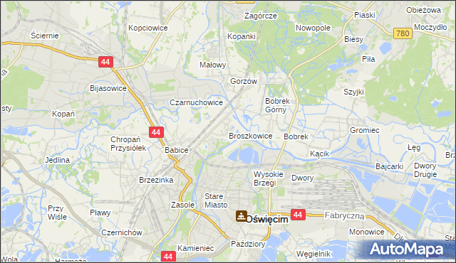 mapa Broszkowice, Broszkowice na mapie Targeo