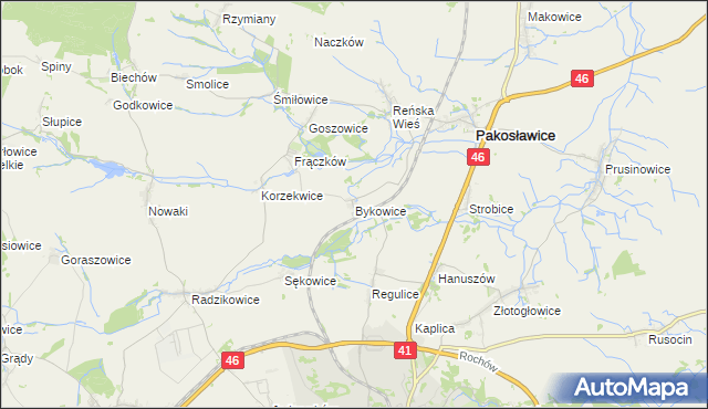 mapa Bykowice, Bykowice na mapie Targeo