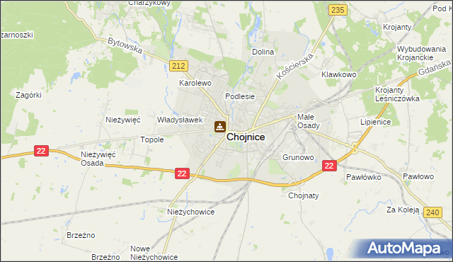 mapa Chojnic, Chojnice na mapie Targeo