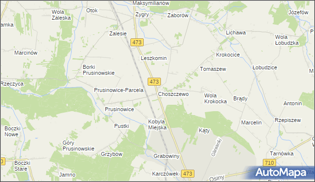 mapa Choszczewo gmina Szadek, Choszczewo gmina Szadek na mapie Targeo