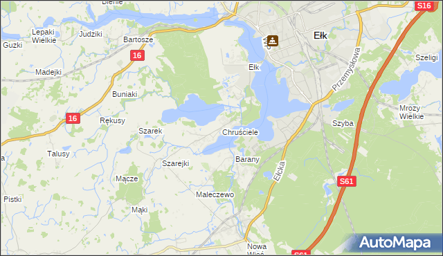 mapa Chruściele gmina Ełk, Chruściele gmina Ełk na mapie Targeo