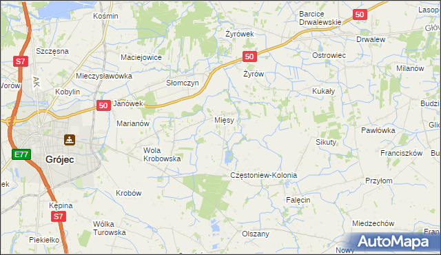 mapa Częstoniew, Częstoniew na mapie Targeo