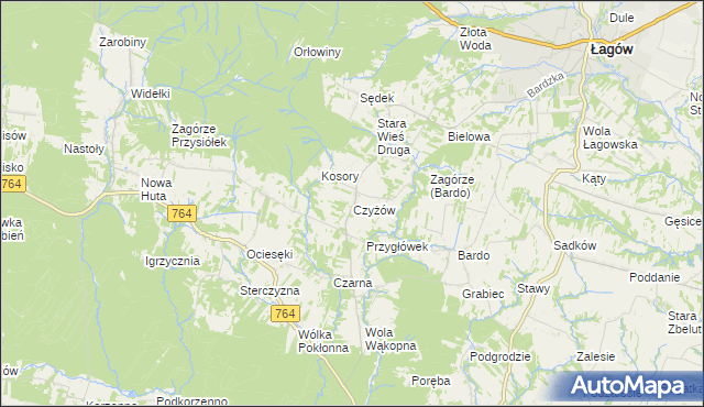 mapa Czyżów gmina Łagów, Czyżów gmina Łagów na mapie Targeo