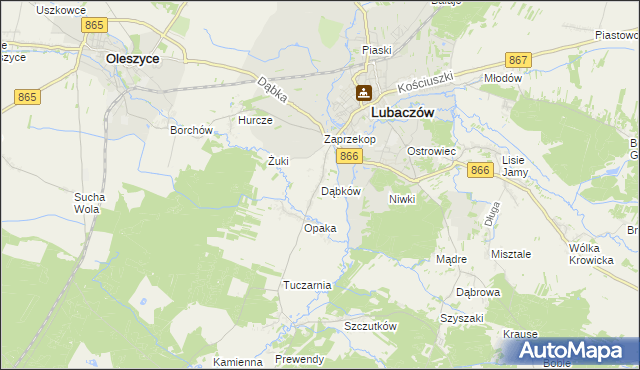 mapa Dąbków, Dąbków na mapie Targeo