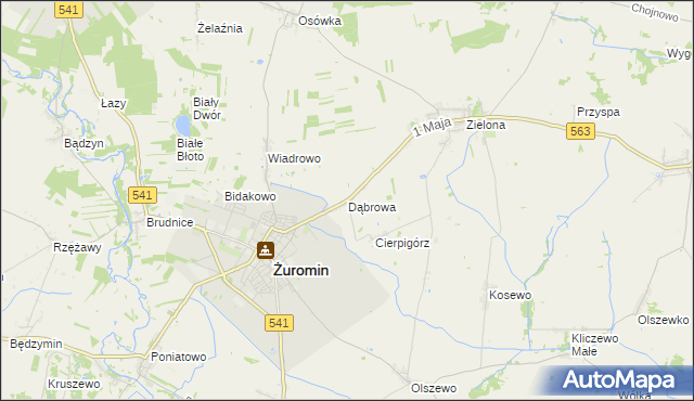 mapa Dąbrowa gmina Żuromin, Dąbrowa gmina Żuromin na mapie Targeo