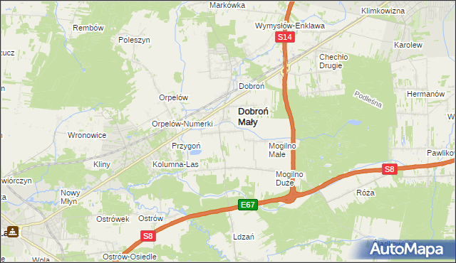 mapa Dobroń Duży, Dobroń Duży na mapie Targeo