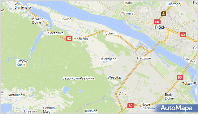 mapa Dzierzązna gmina Nowy Duninów, Dzierzązna gmina Nowy Duninów na mapie Targeo