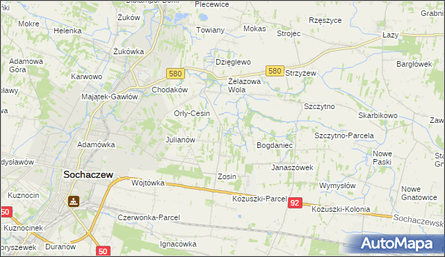 mapa Feliksów gmina Sochaczew, Feliksów gmina Sochaczew na mapie Targeo