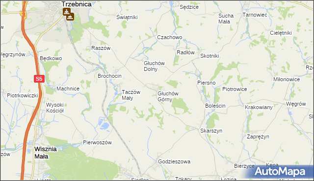 mapa Głuchów Górny, Głuchów Górny na mapie Targeo