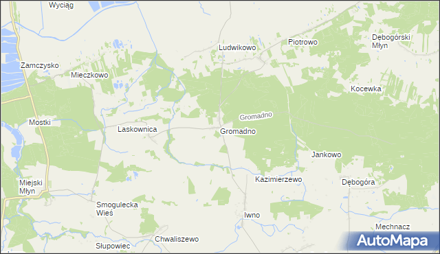 mapa Gromadno gmina Kcynia, Gromadno gmina Kcynia na mapie Targeo