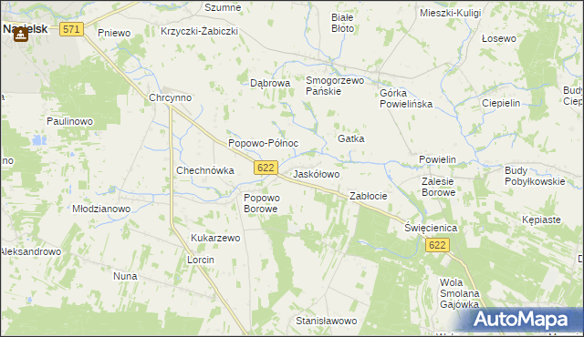 mapa Jaskółowo, Jaskółowo na mapie Targeo