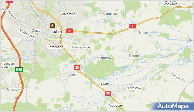 mapa Kłopotów gmina Lubin, Kłopotów gmina Lubin na mapie Targeo