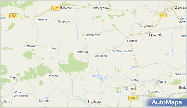 mapa Kobielice gmina Zakrzewo, Kobielice gmina Zakrzewo na mapie Targeo