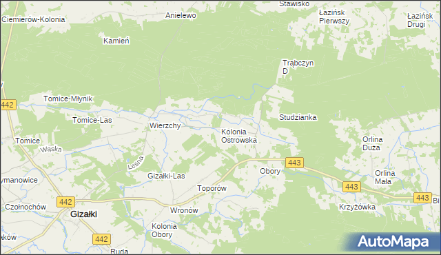 mapa Kolonia Ostrowska, Kolonia Ostrowska na mapie Targeo