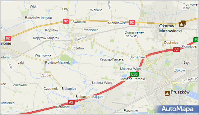 mapa Krosna-Parcela, Krosna-Parcela na mapie Targeo
