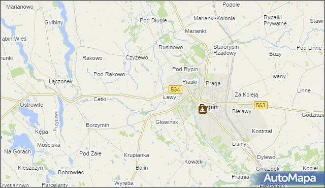 mapa Ławy gmina Rypin, Ławy gmina Rypin na mapie Targeo