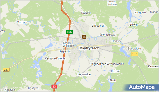 mapa Międzyrzecz, Międzyrzecz na mapie Targeo