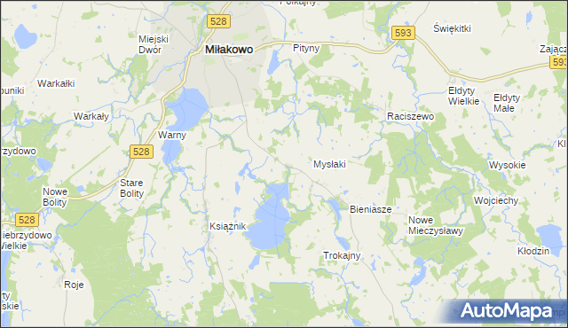 mapa Mysłaki Małe, Mysłaki Małe na mapie Targeo